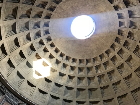 The iconic ceiling of the Pantheon